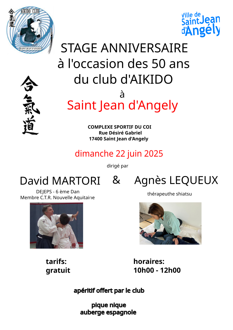 affiche affiche stage anniversaire 50ans club st jean juin 2025